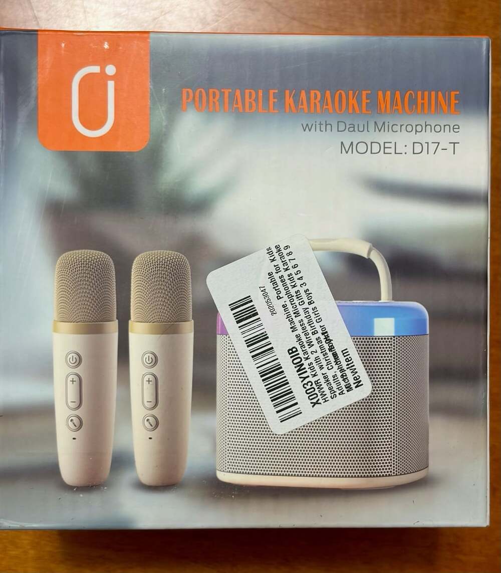 JYX D17 Portable Karaoke Machine with 2 Wireless Microphones Beige